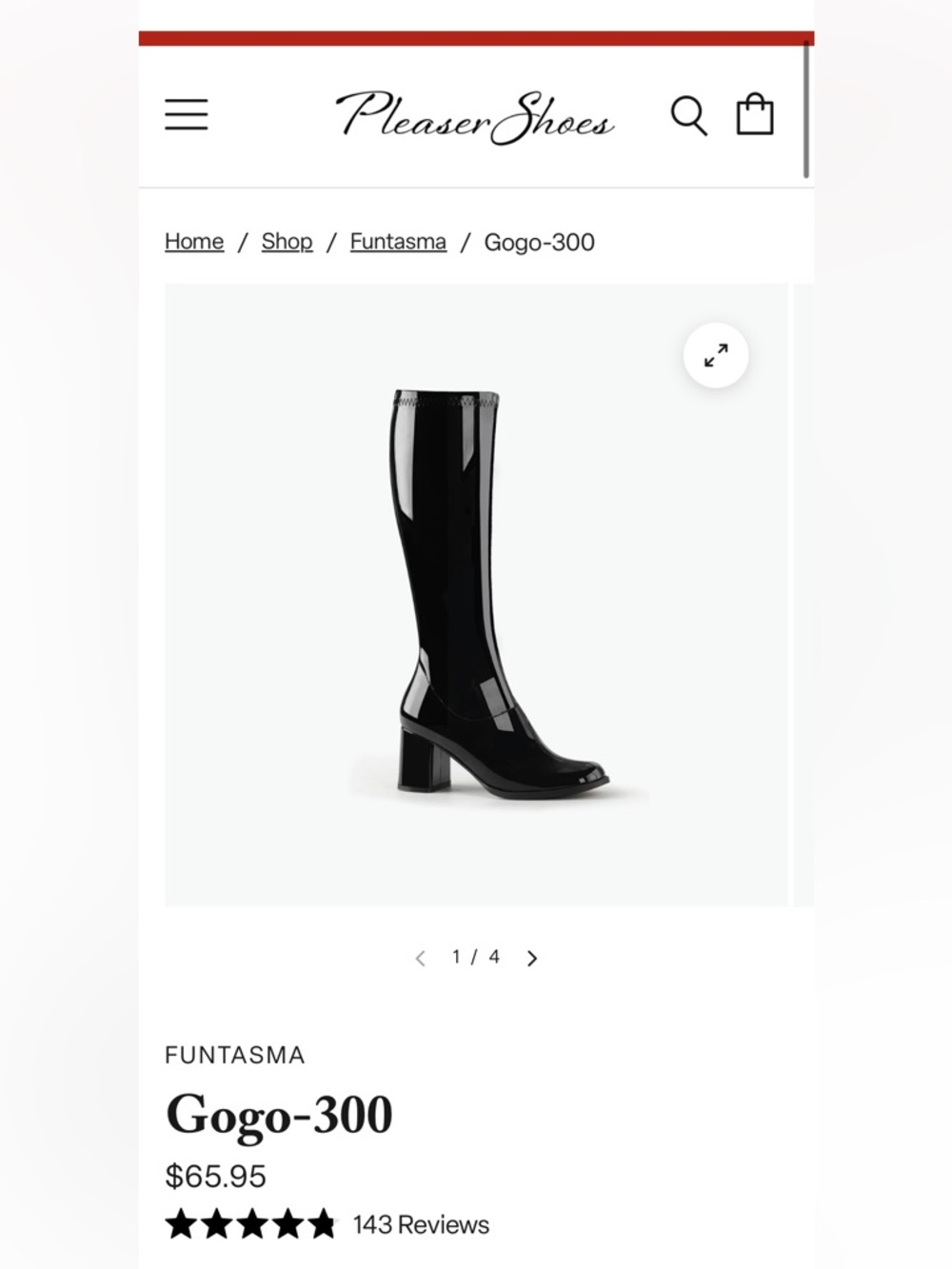 Funtasma Black Patent Knee-High Block Heel Boots